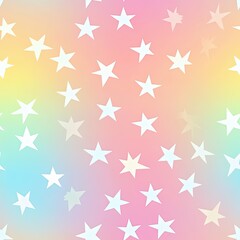White Stars on a Pastel Rainbow Gradient Background