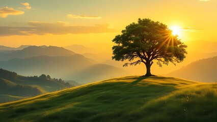 Obraz premium sunset over the mountains