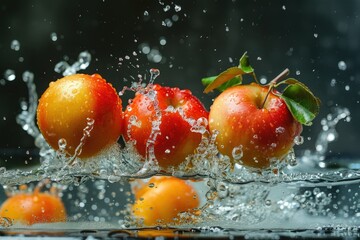 fruit is making a splash in the water.