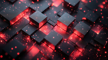 Modern Dark angled block metallic with luminous lines and highlights background, Generative AI