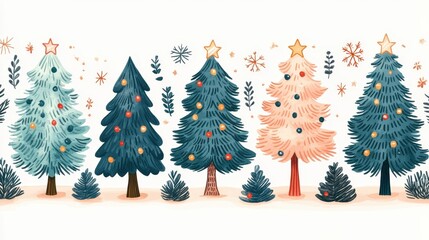 Colorful Holiday Tree Illustration for Festive Design