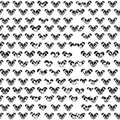 Fototapeta premium Black and white pattern of stylized heart-shaped floral motifs