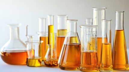 Laboratory Glassware with Yellow Liquid