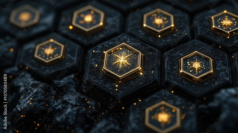 Poster luxurious 3d geometric hexagonal pattern design