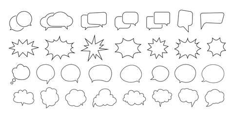 Big Set of Comic Style Chat Bubble Outline Icons