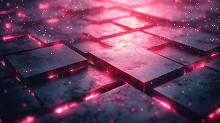 Modern Dark angled block metallic with luminous lines and highlights background, Generative AI