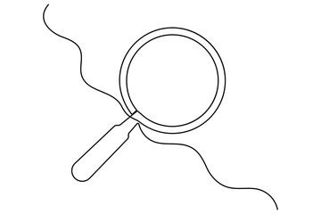 Magnifying glass in continuous one line drawing of Magnifying glass search symbol isolated vector illustration