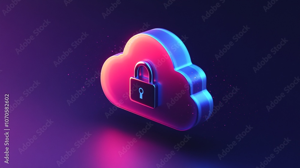 Poster a cloud icon with a lock symbol, representing secure cloud storage
