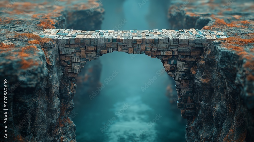 Poster symbolic bridge made from various materials