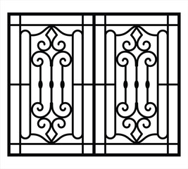 Iron steel window grill design silhouette vector
