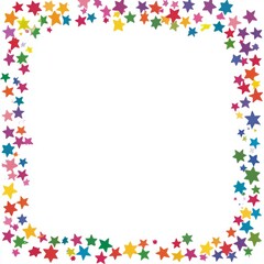 Rainbow-Colored Star Border Frame with White Background