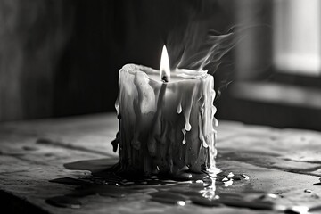 burning candle a grayscale representation of a burning candle sy