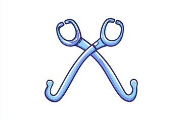 Illustration of crossed surgical forceps on a white isolated background.
