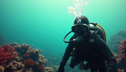 Explore the underwater world while diving among vibrant coral reefs