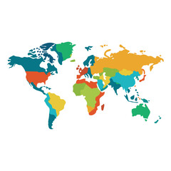 world map with countries isolated on white background