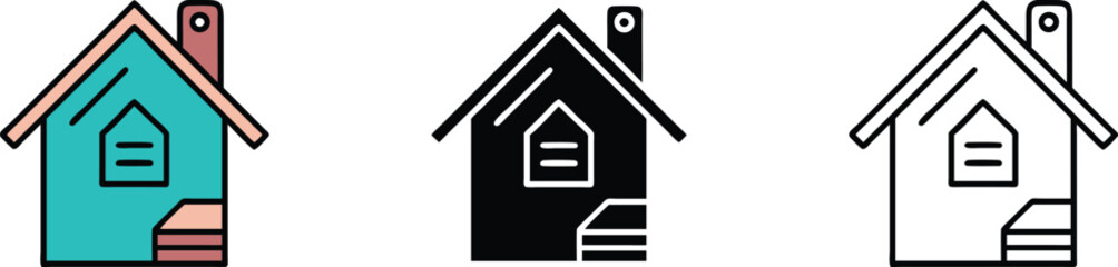 House Icon Design Variations Color Outline