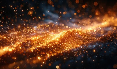 Fototapeta premium 金色金沙光点辉煌曲线线条散点背景 