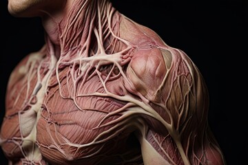 close up of a persons neck showcasing neck skin texture veins an