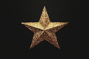 Obraz premium Gold glittering star on a black background, vector illustration with flat design, high contrast, and minimalistic style.