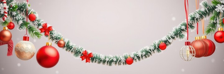 Obraz premium Christmas icons and New Year greetings hanging on a string, season, festive