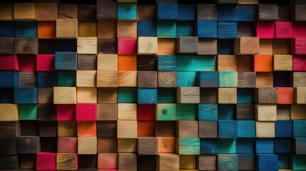 Colorful Wooden Blocks Pattern Background