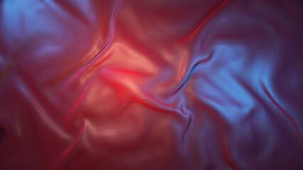 Realistic texture of silk background. 3D rendering illustration texture of silk natural fabric with smooth pleats of red color
