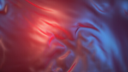 Realistic texture of silk background. 3D rendering illustration texture of silk natural fabric with smooth pleats of red color