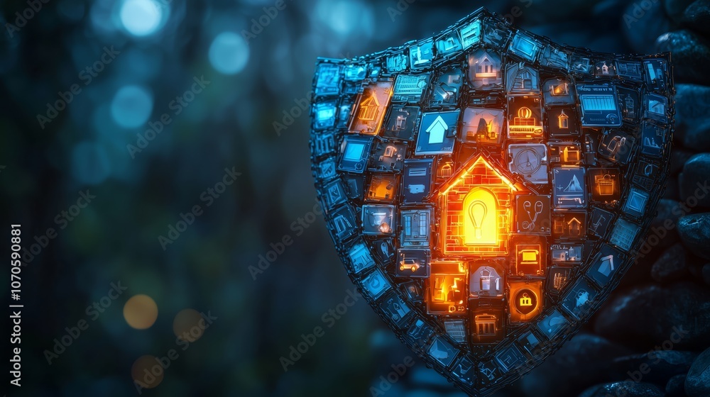 Poster visual representation of a digital security shield