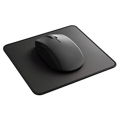 Black computer pad with mouse isolated on transparent background