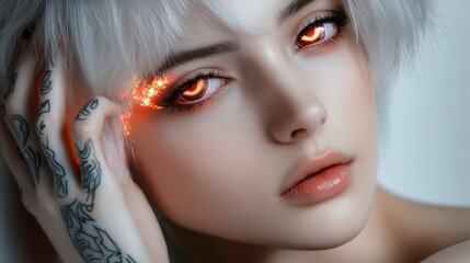 Fototapeta premium Holographic Tattoos on a Human Figure