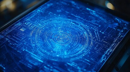 Transparent control screen in autonomous vehicle futuristic navigation cockpit industrial design detailed lighting