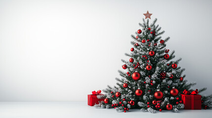 Christmas tree and Christmas gifts on a white background
