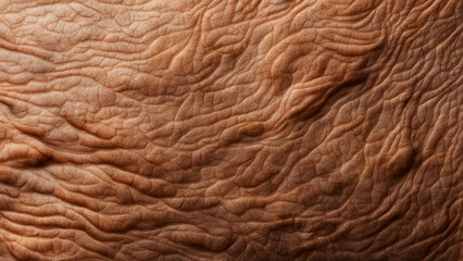 Fototapeta premium Detailed texture of aged skin with visible wrinkles pores and fine lines in warm tones, AI Generated