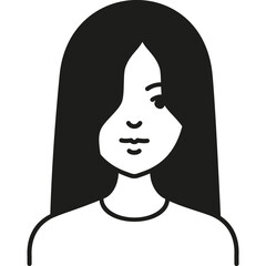Stylized Illustration of a Young Woman With Long Hair, Depicted in a Minimalist Design Style Suitable for Various Creative Projects