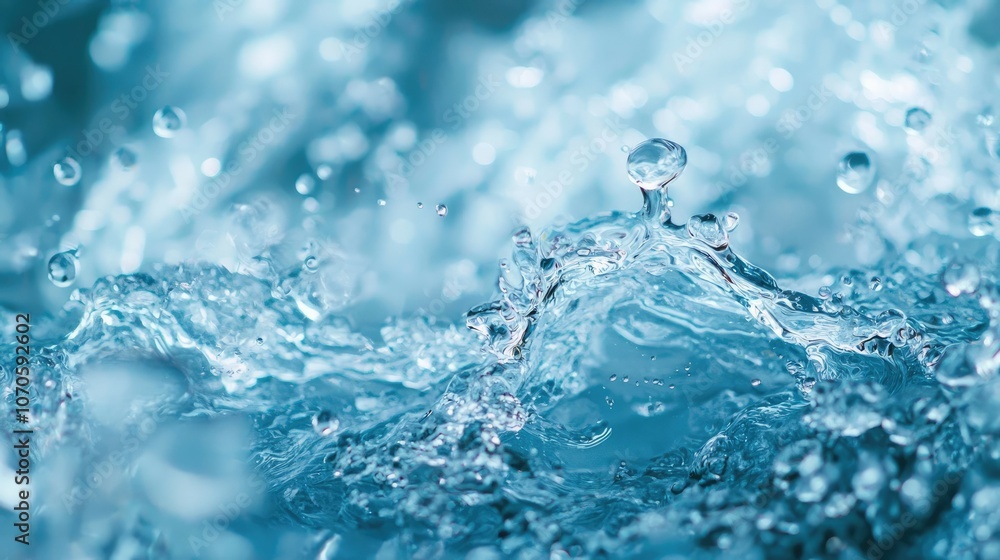Aufkleber close-up of water droplets splashing and creating a wave-like pattern.