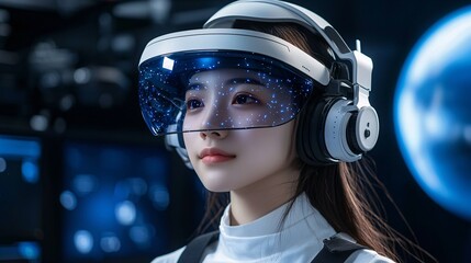 Interactive education station with holographic teaching tools futuristic learning environment immersive visuals soft lighting educational technology advanced interface