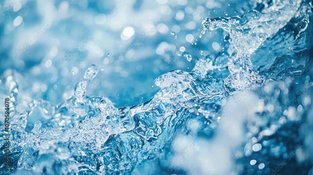 Poster close-up of water splashing and creating a wave.