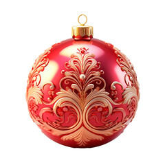 Light red Christmas ball isolated on transparent background