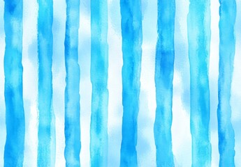 Blue Vertical Stripes Seamless Pattern with Hand-Drawn Watercolor Brush Strokes on White Background