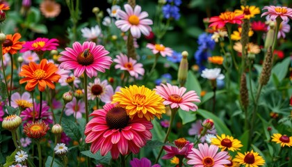 Explore vibrant floral designs in a colorful garden landscape