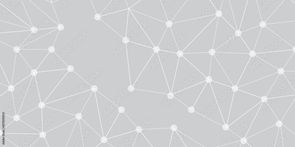 Poster Abstract geometric background with connecting dots and lines with low poly triangle shapes. Polygonal Mesh Background Vector design digital technology concept Global network connection data structure.