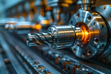 A machine with a large, shiny, silver object on it