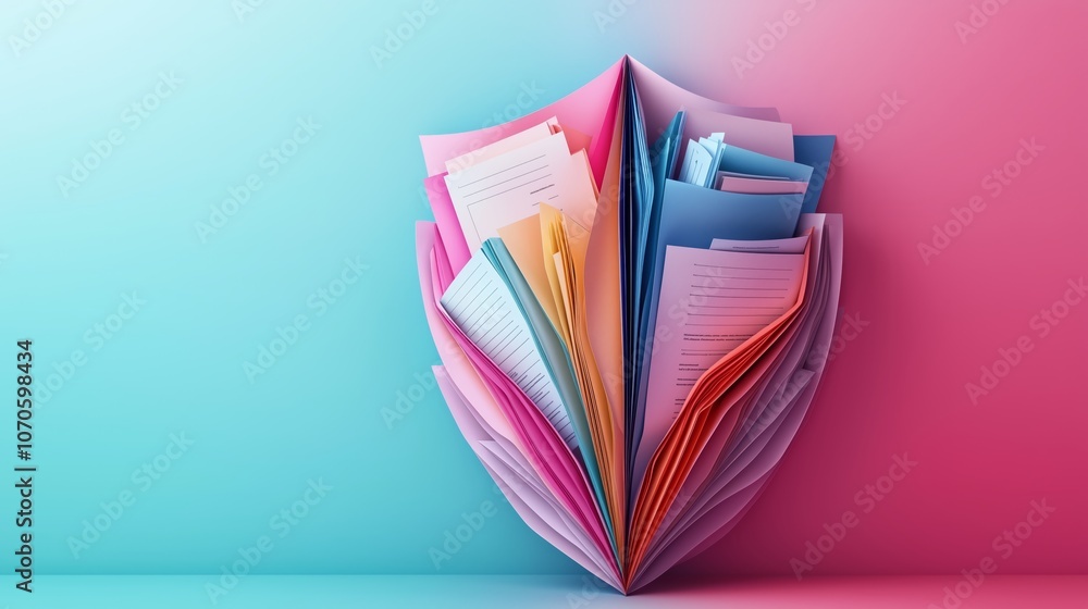 Poster abstract digital shield design with colorful pages