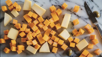 Assorted Cheese Dices in Different Shapes