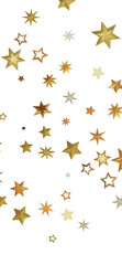 A digital illustration of golden stars scattered on a black background