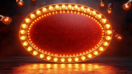 yellow and red circular frame with lights on dark background