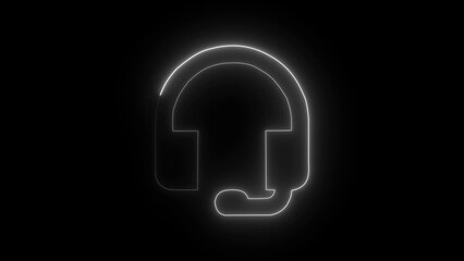 neon earphone icon. Glowing headphones sign. 4k illustration image icon .