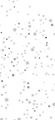 A digital illustration of silver stars scattered on a black background, creating a twinkling and festive atmosphere