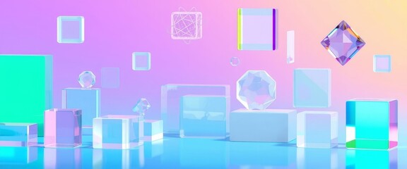 Colorful Abstract Geometric 3D Shapes Background for Digital Art and Design