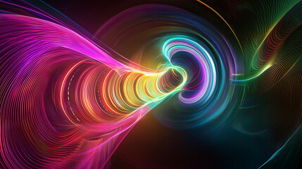 Vibrant sci fi themed portal with neon glow and swirling wave lines, creating mesmerizing visual experience